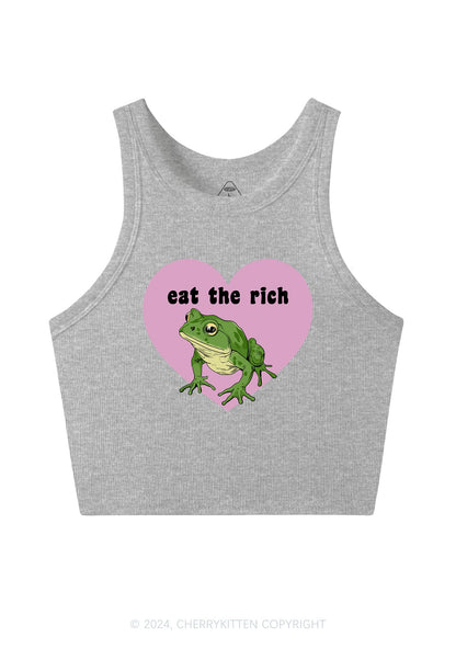 Eat The Rich Frog Y2K Crop Tank Top Cherrykitten