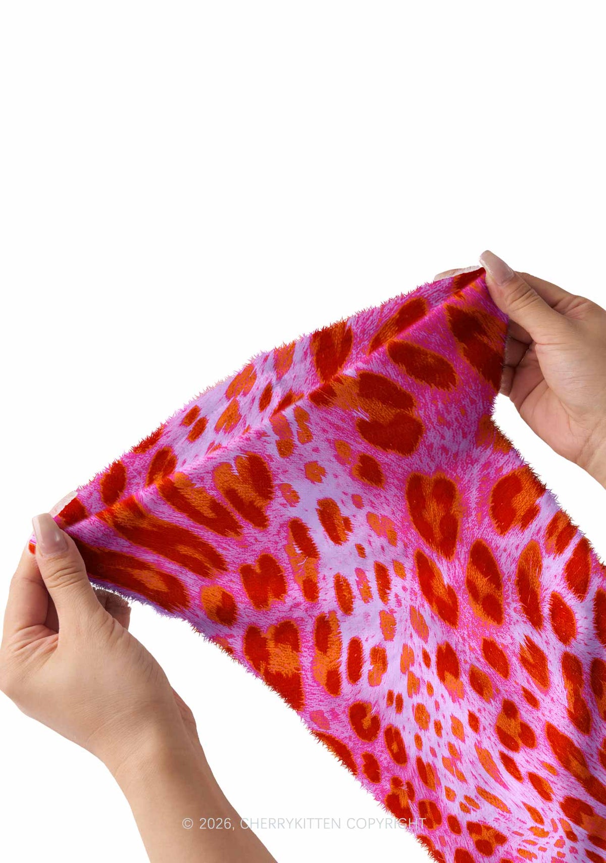 Pink And Orange Leopard Y2K Print Fuzzy Flared Leg Warmers Cherrykitten