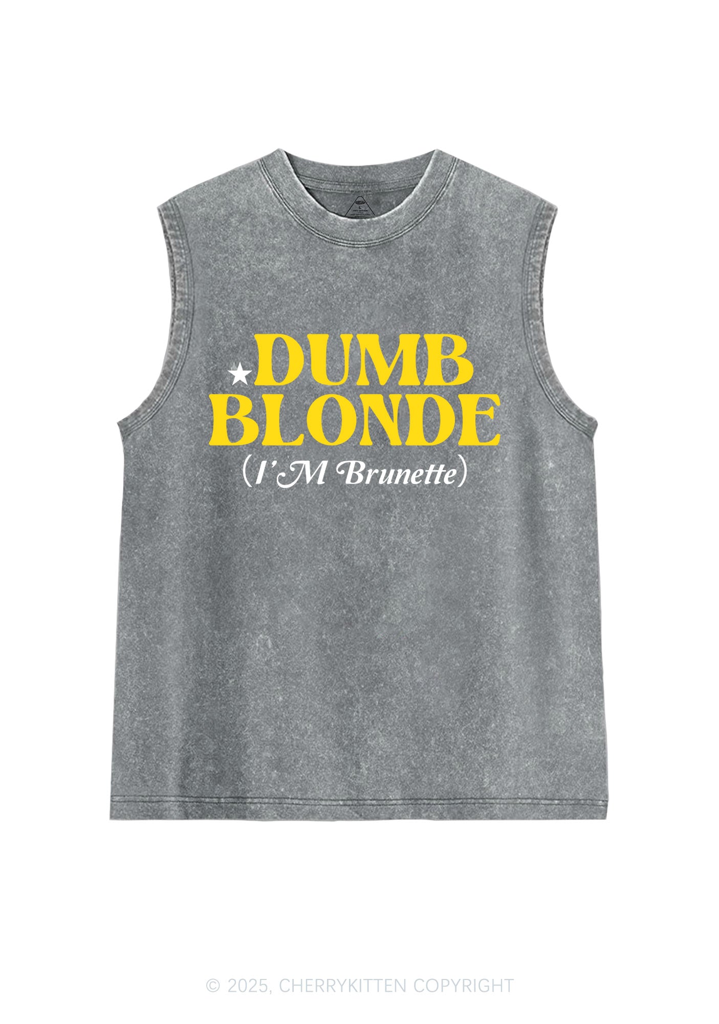 Dumb Blonde Brunette Y2K Washed Muscle Tank Cherrykitten