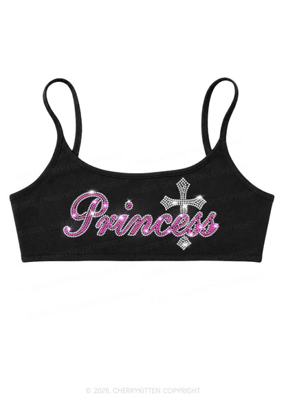 Rhinestone Princess Cross Y2K Super Crop Cami Cherrykitten