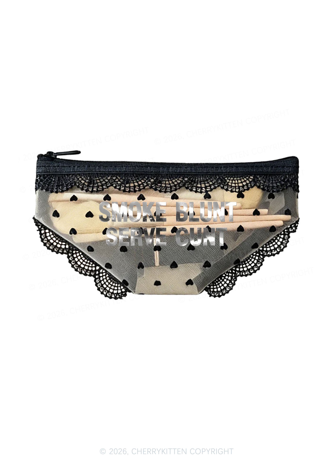 Smoke Blunt Silver Foil Printed Y2K Briefs Shape Cosmetic Pouch Cherrykitten