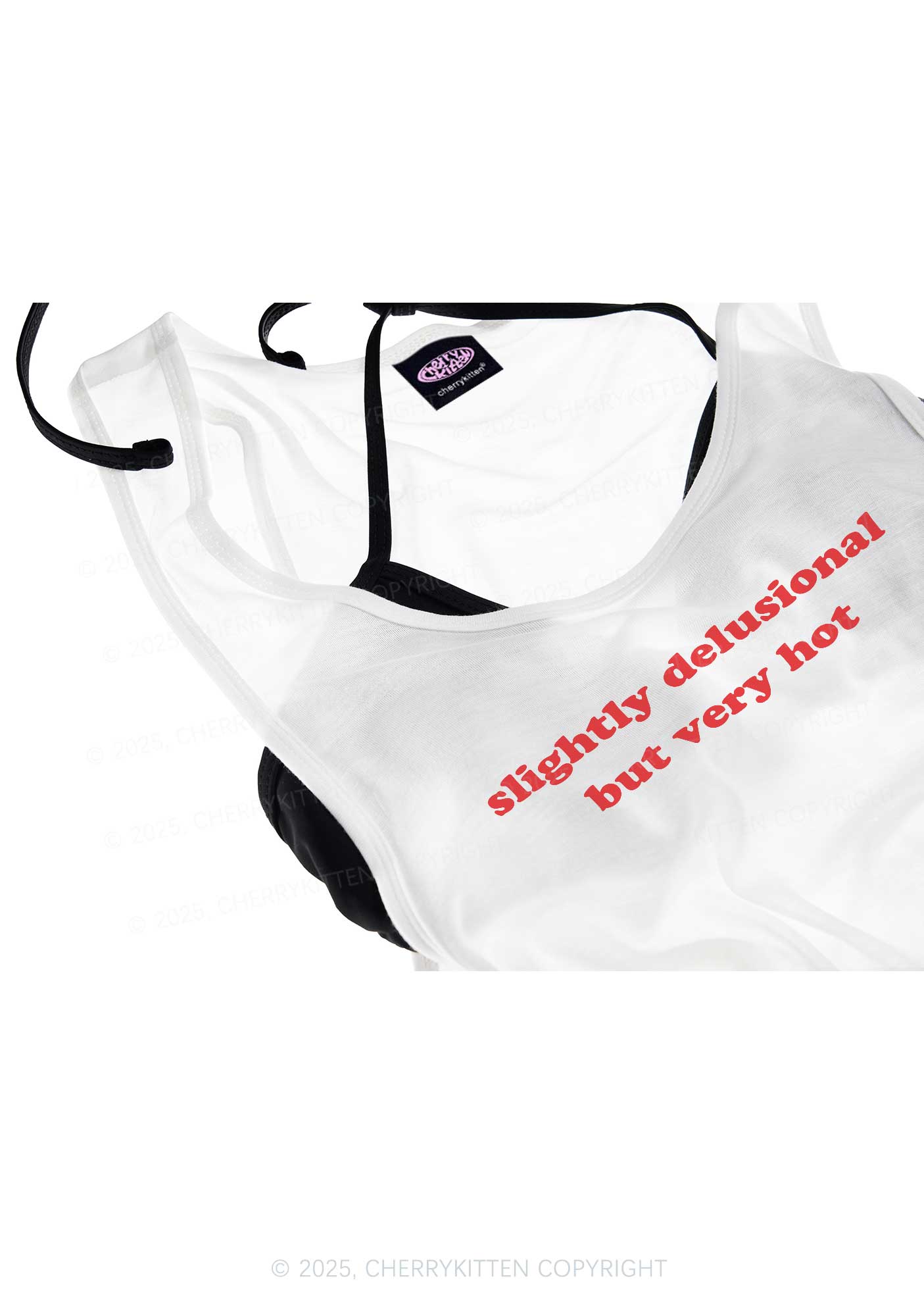 Slightly Delusional But Very Hot Y2K Sheer Boyfriend Tank Cherrykitten