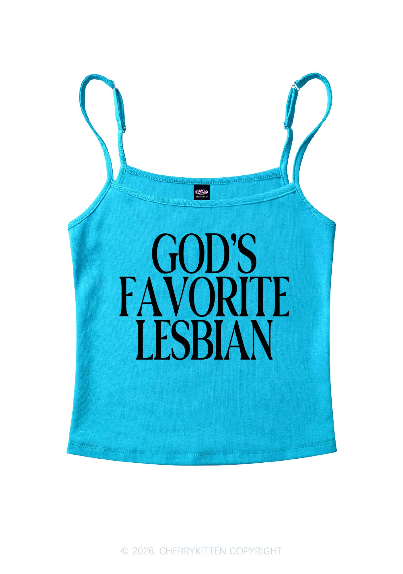 Gods Favorite Lesbian Pride Y2K Spaghetti Strap Cami Cherrykitten