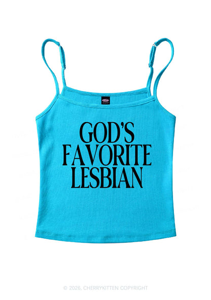 Gods Favorite Lesbian Pride Y2K Spaghetti Strap Cami Cherrykitten