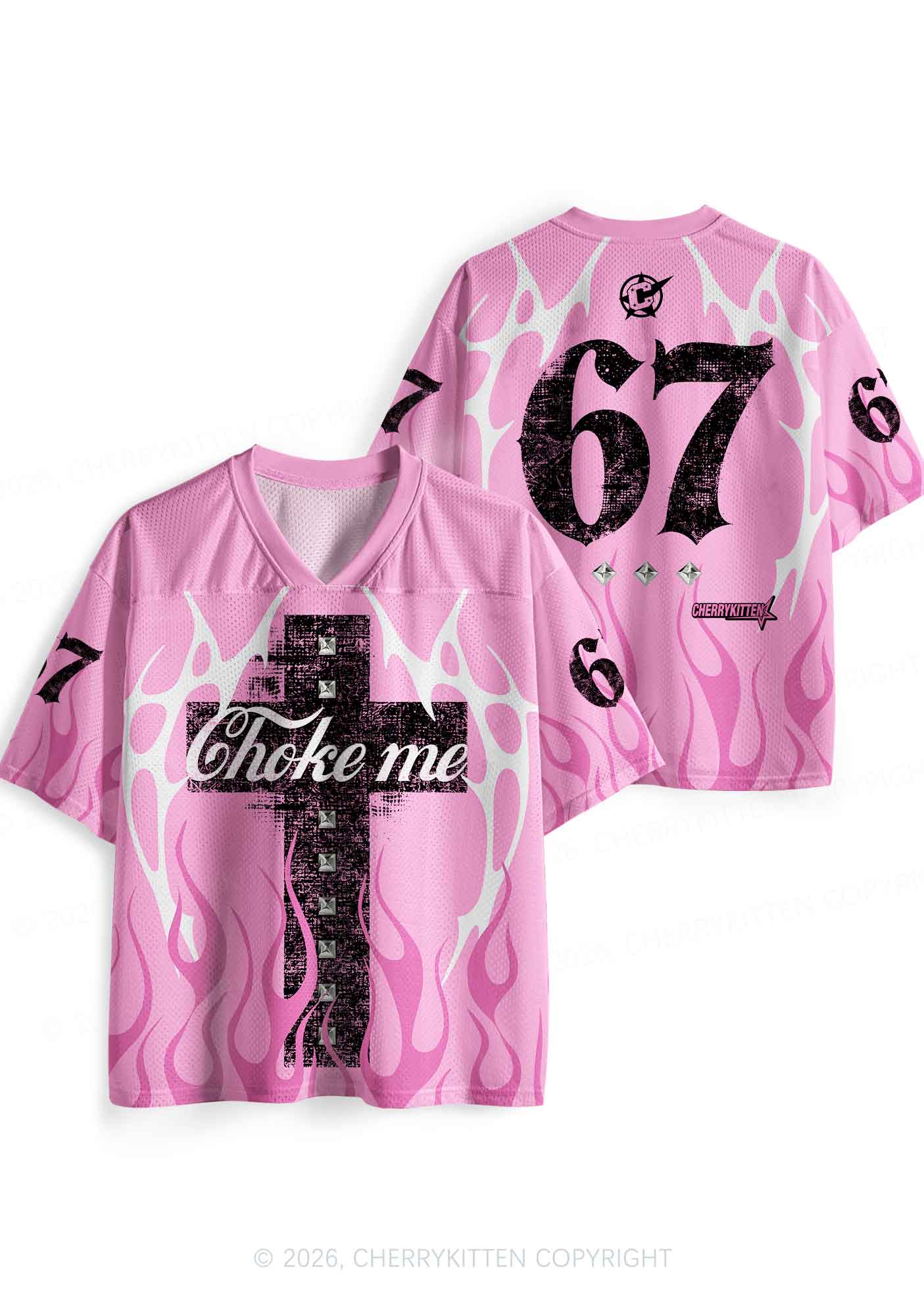 Choke Me Black Cross Y2K Sport Jersey Shirts Cherrykitten
