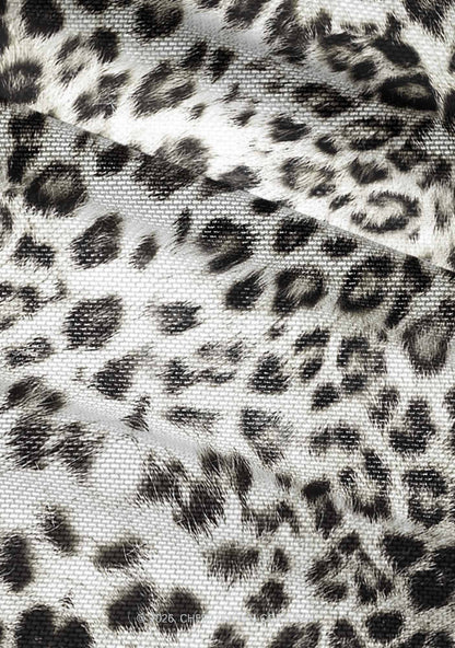 Snow Leopard Y2K Mesh Ruched  Waist  V Neck Top Cherrykitten
