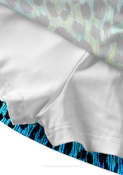 Peacock Feather Texture Y2K Print Mini Skirt Cherrykitten