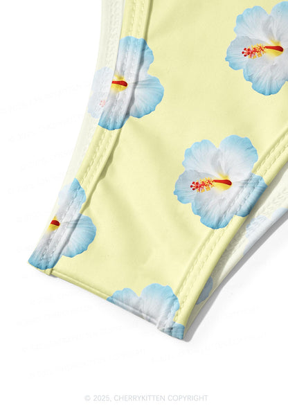 Blue Flowers Y2K Print Bikini Set Cherrykitten