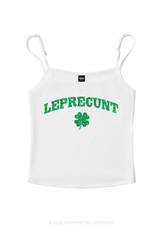 Glitter Leprecunt St Patricks Y2K Spaghetti Strap Cami Cherrykitten