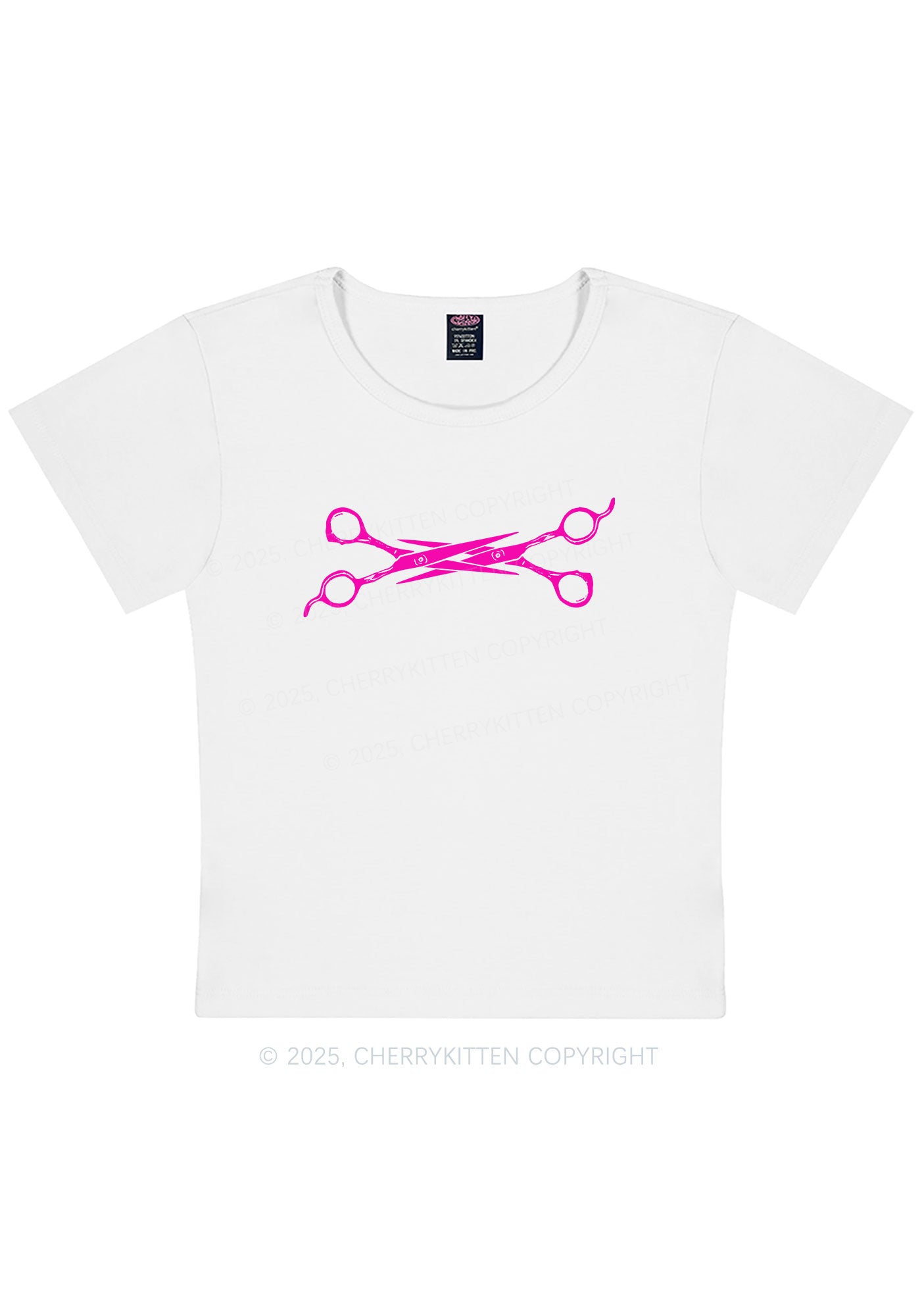 Curvy Pink Scissor Pride Y2K Baby Tee Cherrykitten