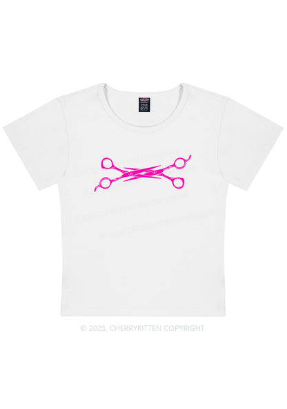 Curvy Pink Scissor Pride Y2K Baby Tee Cherrykitten