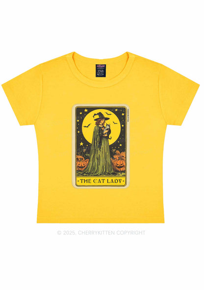 Halloween The Witch Cat Lady Y2K Baby Tee Cherrykitten