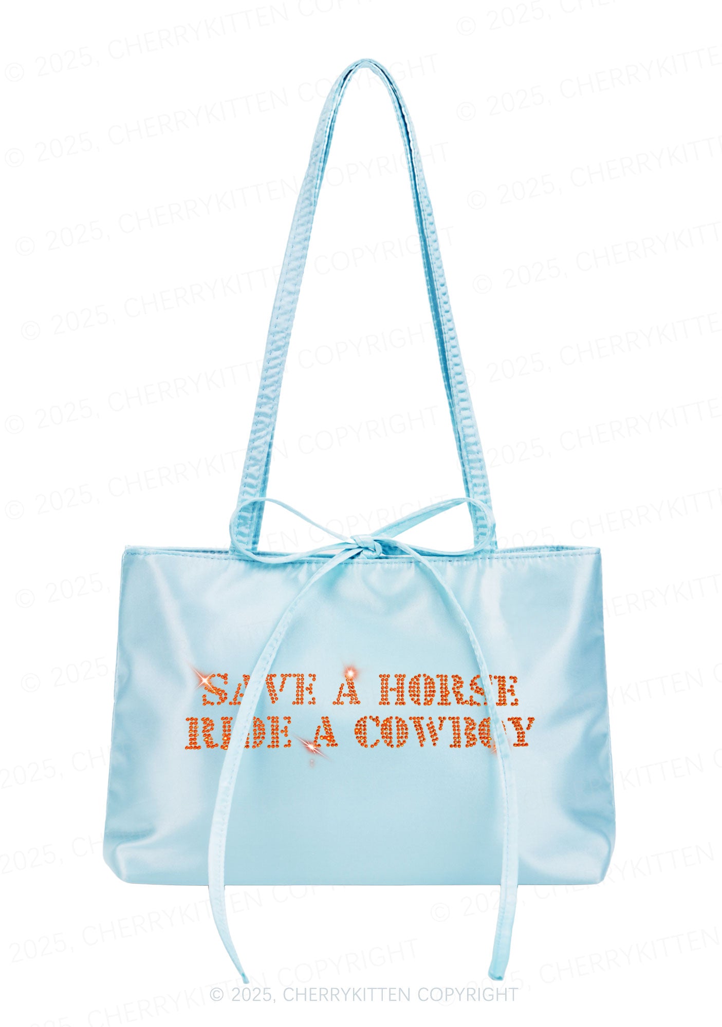 Rhinestone Save A Horse Ride A Cowboy Y2K Satin Bags Cherrykitten