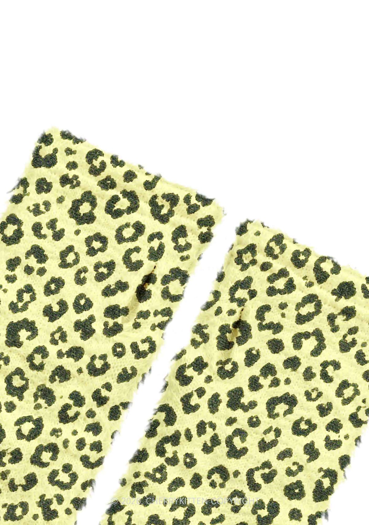 Light Yellow Leopard Y2K Print Fuzzy Arm Warmers Cherrykitten