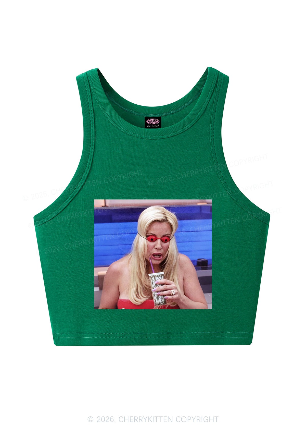 Red Eyeball Blonde Y2K Crop Tank Top Cherrykitten