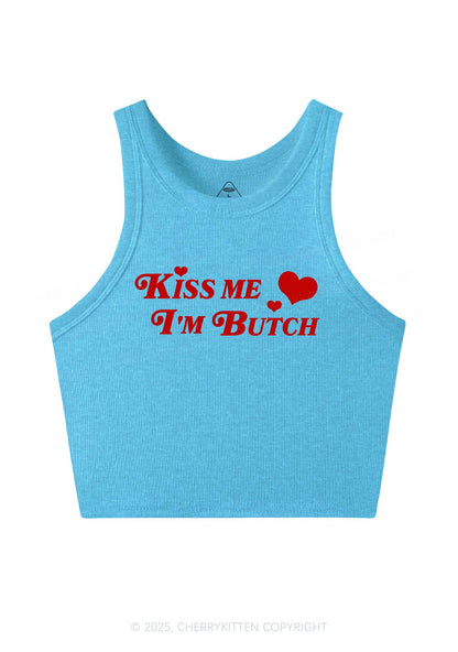 Kiss Me Im Butch Y2K Crop Tank Top Cherrykitten