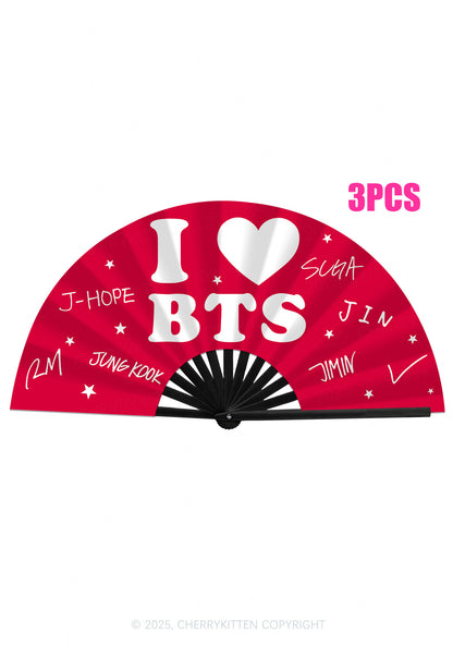 I Love Kpop Y2K Rave Hand Fan Cherrykitten