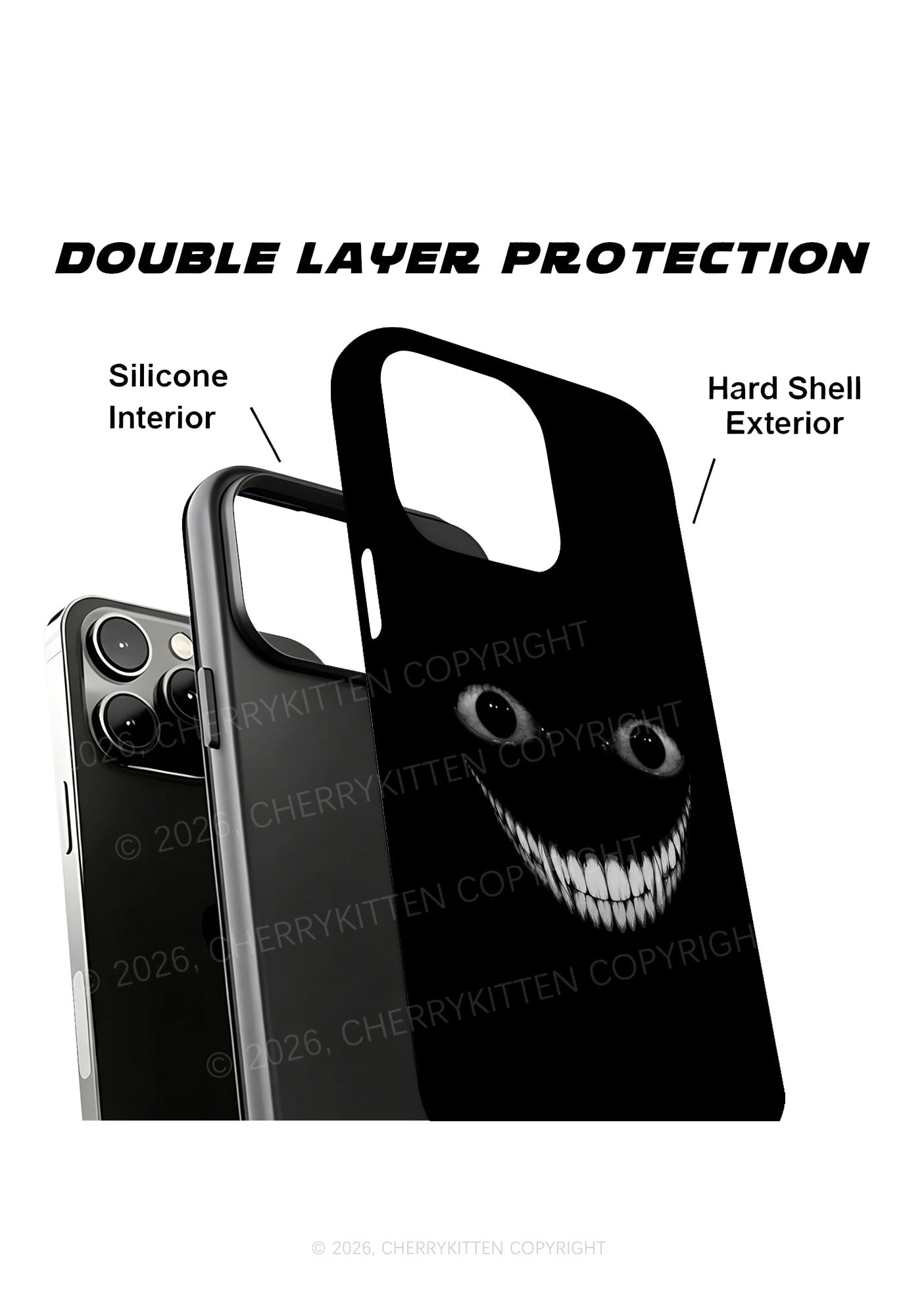 Halloween Black Creepy Grin Y2K Phone Case Cherrykitten