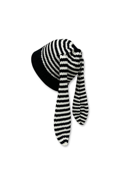 Bunny Ears Striped Y2K Knitted Hat Cherrykitten