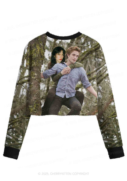 Custom Face Y2K Christmas Crop Knit Sweatshirt Cherrykitten