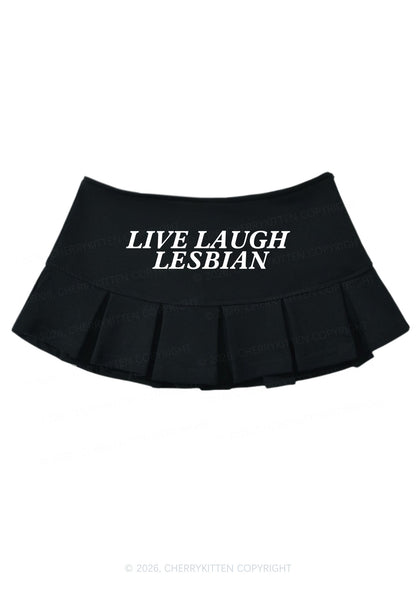 Live Laugh Lesbian Pride Y2K Mini Pleated Skirts Cherrykitten