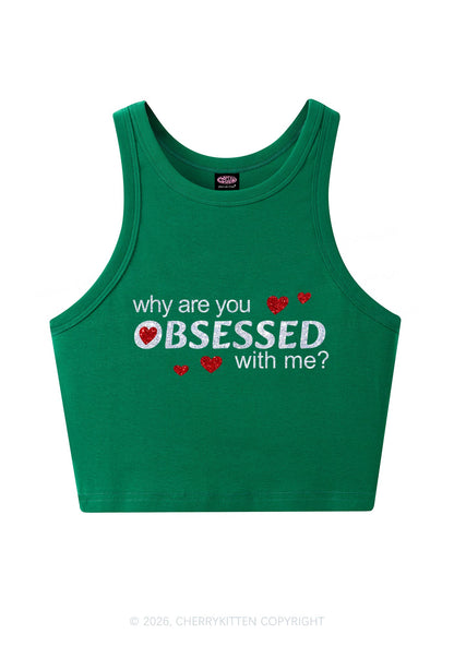 Glitter Obsessed With Me Y2K Crop Tank Top Cherrykitten
