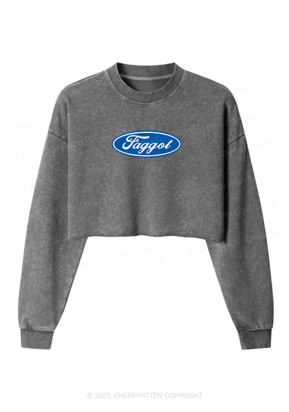 Faggot Pride Y2K Crop Washed Sweatshirts Cherrykitten