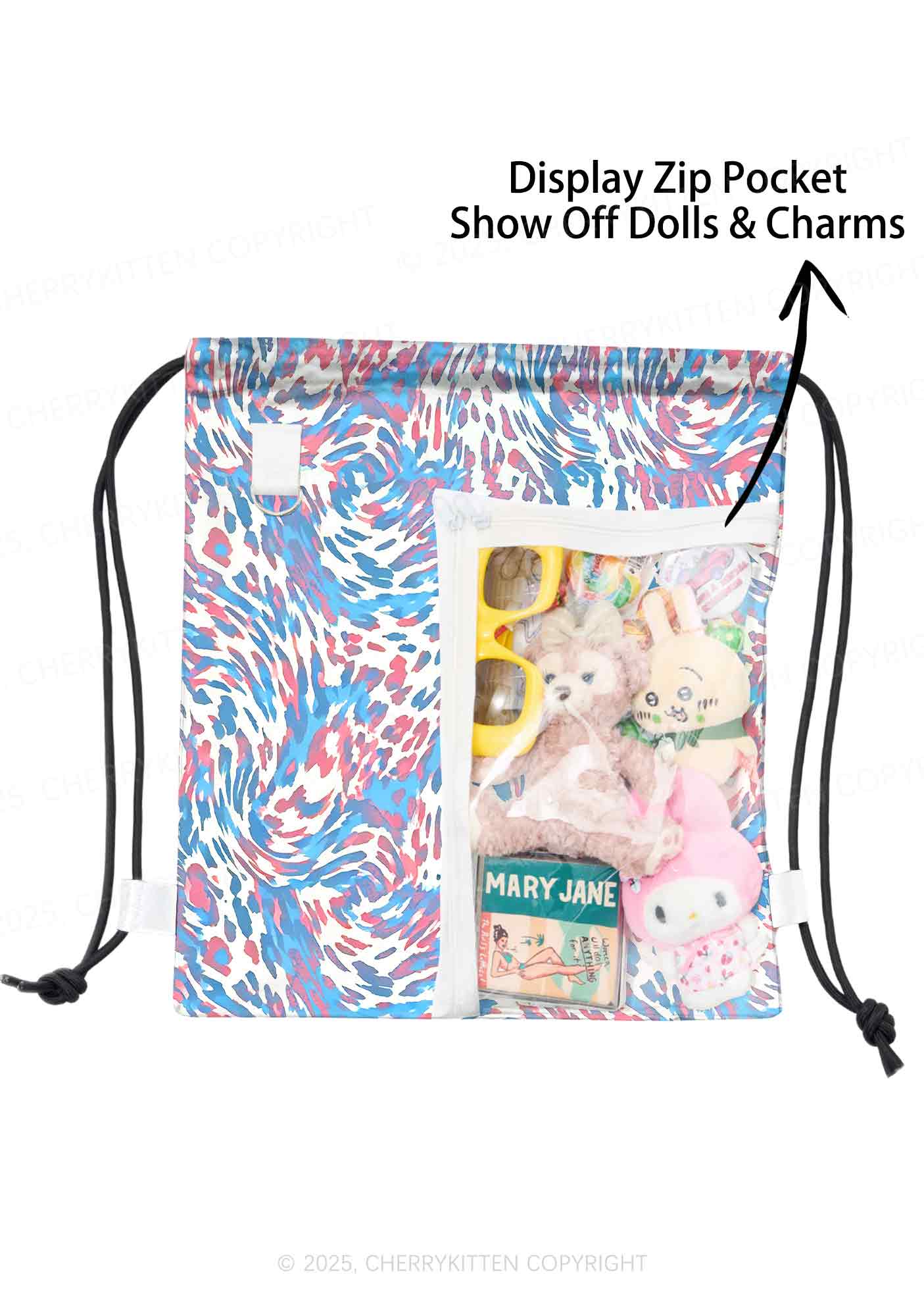 Trans Leopard Pride Y2K Drawstring Itabag Backpack Cherrykitten
