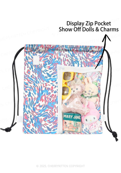 Trans Leopard Pride Y2K Drawstring Itabag Backpack Cherrykitten