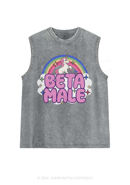Beta Male Unicorn Y2K Washed Tank Cherrykitten