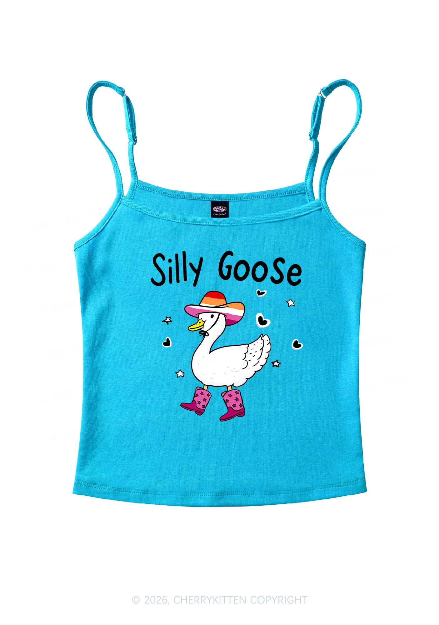 Silly Goose Lesbian Pride Y2K Spaghetti Strap Cami Cherrykitten