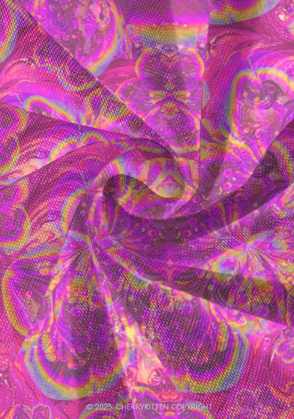 Trippy Flowers Y2K Print Mini Layered Skirt Cherrykitten