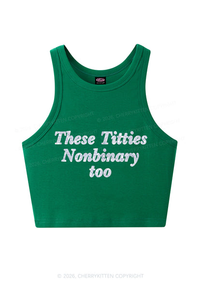 Glitter Txtties Nonbinary Too Pride Y2K Crop Tank Top Cherrykitten