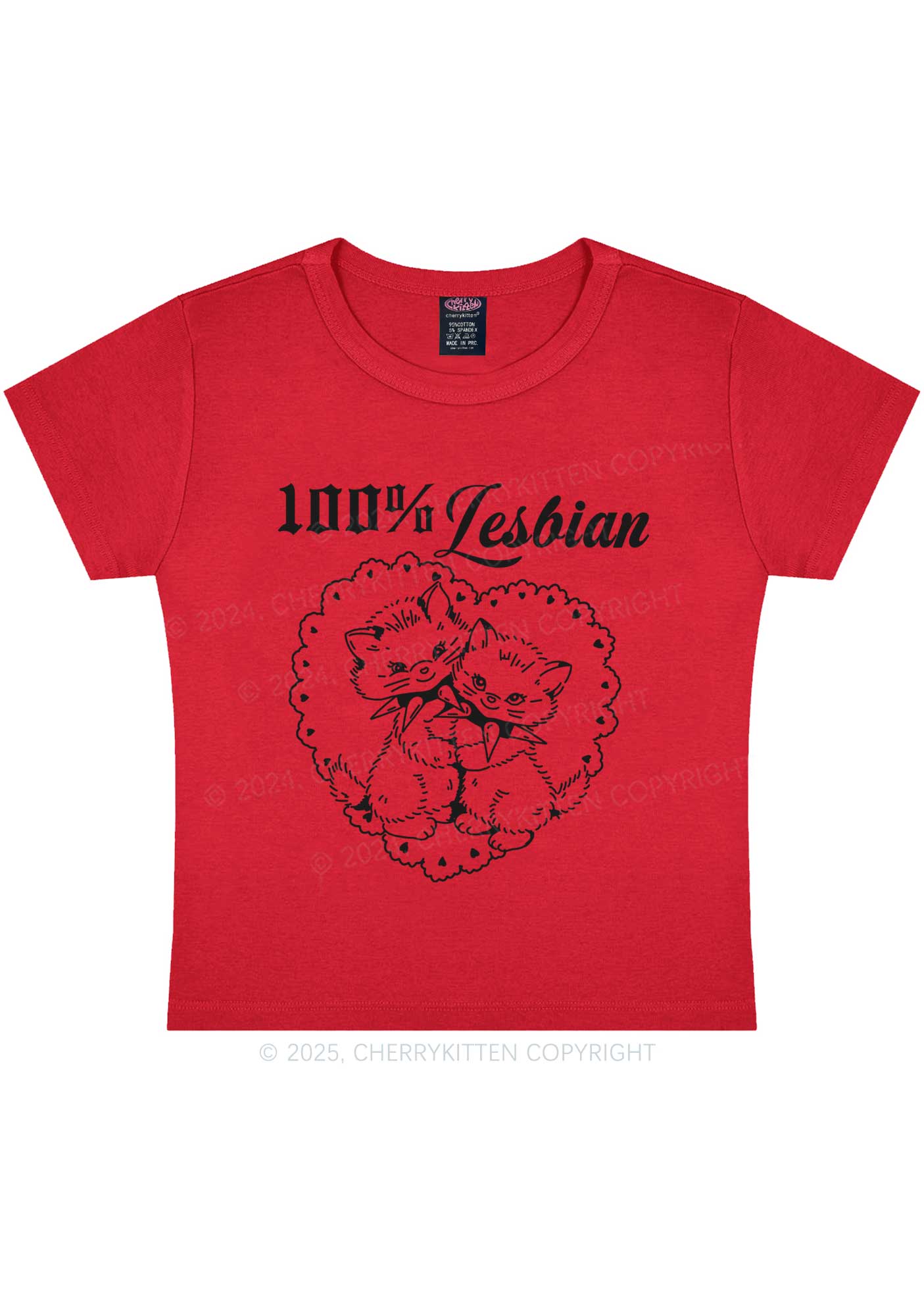 Lesbian Cats Y2K Baby Tee Cherrykitten