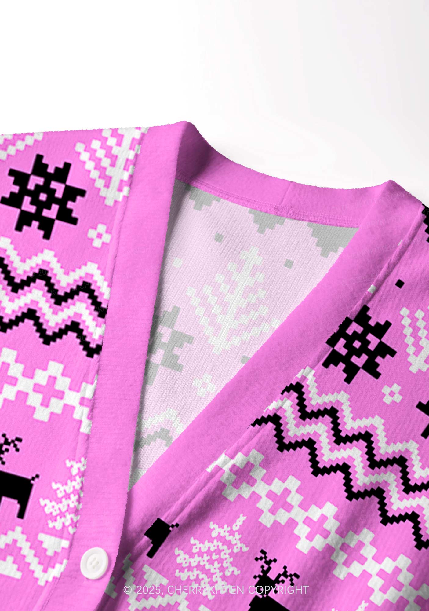 Lesbian Princess Pride Y2K Christmas Cardigan Knit Sweatshirt Cherrykitten