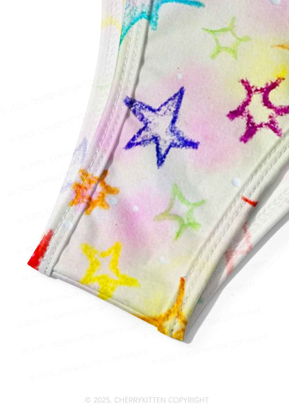 Rainbow Starburst Y2K Print Bikini Set Cherrykitten