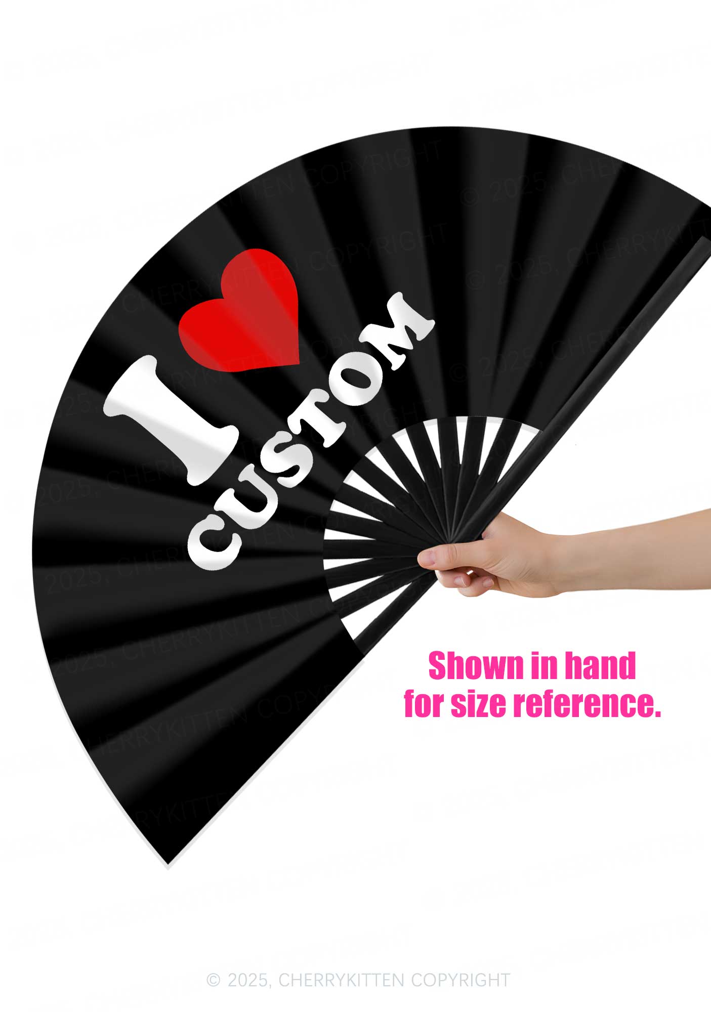 I Love Custom Valentine's Day Y2K Rave Hand Fan Cherrykitten