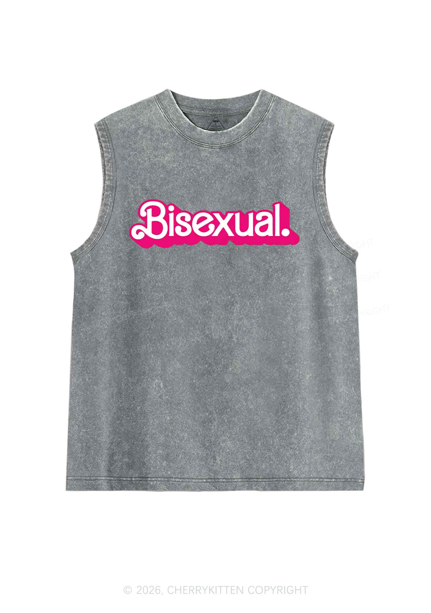 Pink Bisexual Pride Y2K Washed Muscle Tank Cherrykitten