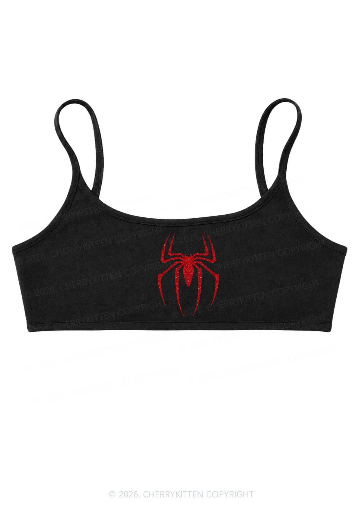 Glitter Spider Y2K Super Crop Cami Cherrykitten