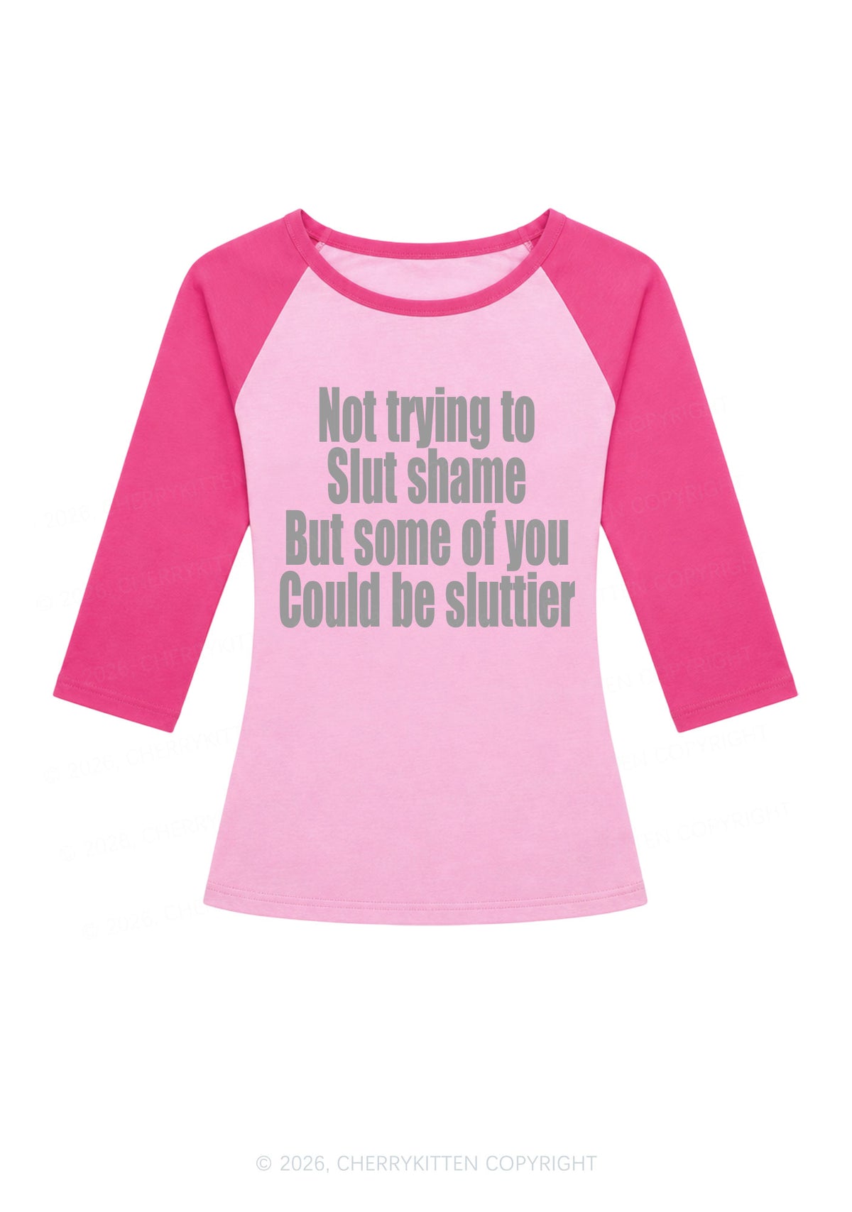 Not Trying To Slxt Shame Y2K Raglan Sleeve Crop Top Cherrykitten