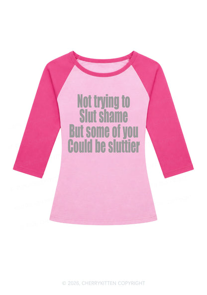 Not Trying To Slxt Shame Y2K Raglan Sleeve Crop Top Cherrykitten