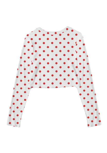 Dots Red Corset Y2K Mesh Long Sleeve Crop Top Cherrykitten