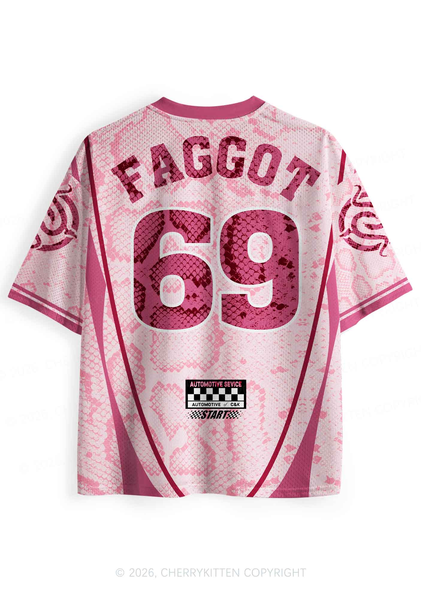 Pink Snakeskin Texture Faggot Pride Y2K Sport Jersey Shirts Cherrykitten