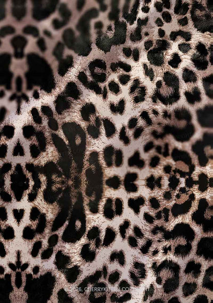 Brown Leopard Y2K Print Satin Cowl Neck Slip Dress Cherrykitten