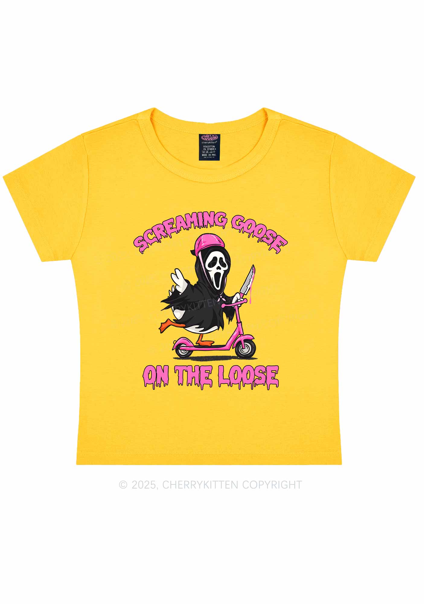 Halloween Screaming Goose On Loose Y2K Baby Tee Cherrykitten