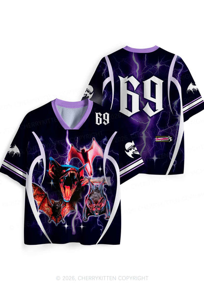 Halloween Purple Lightning Bat Y2K Sport Jersey Shirts Cherrykitten