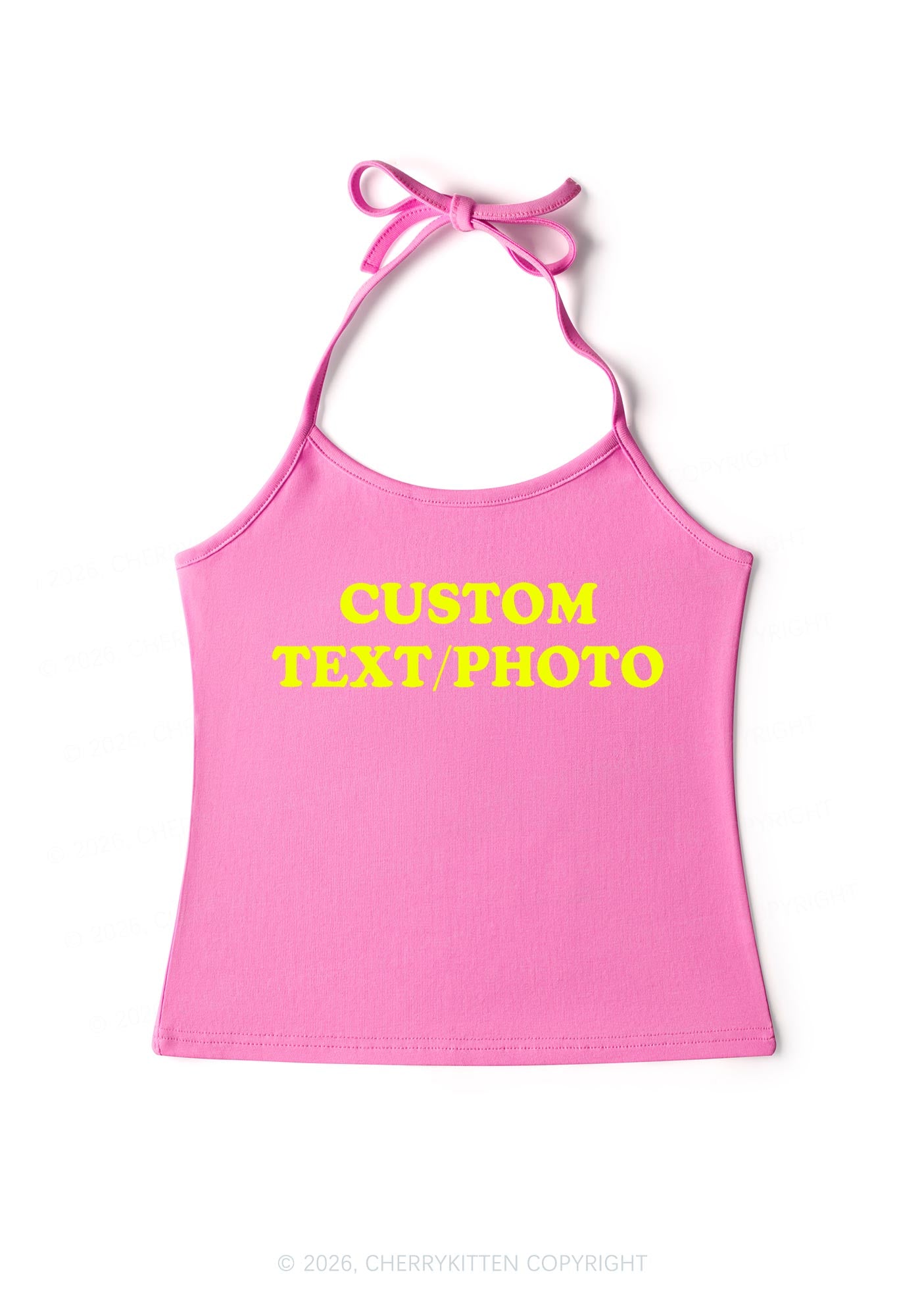 Custom Personalized Text Y2K Halter Neck Cami Cherrykitten