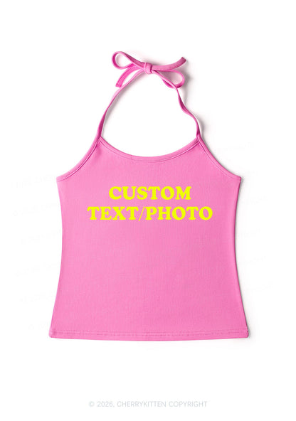 Custom Personalized Text Y2K Halter Neck Cami Cherrykitten