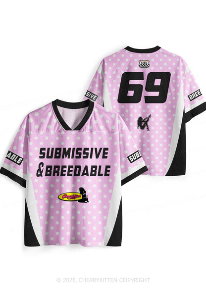 Submissive Breedable Pink Dots Y2K Sport Jersey Shirts Cherrykitten
