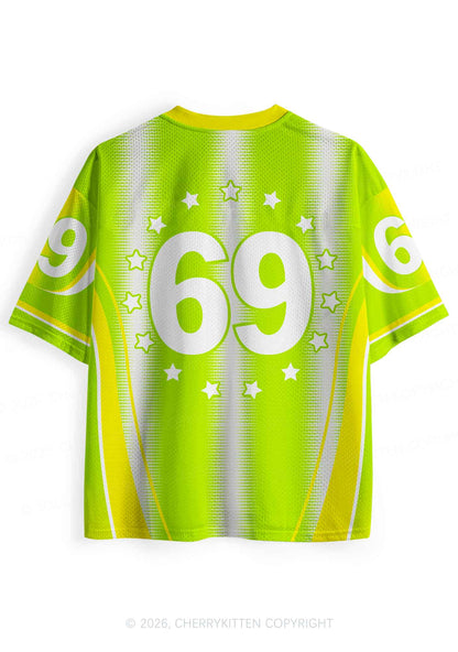 Lime Green K Pony Y2K Sport Jersey Shirts Cherrykitten